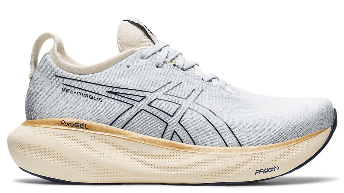 ASICS Women's Gel-Nimbus 25 Running Shoes, 12 US ( Standard ), Sky/Cream