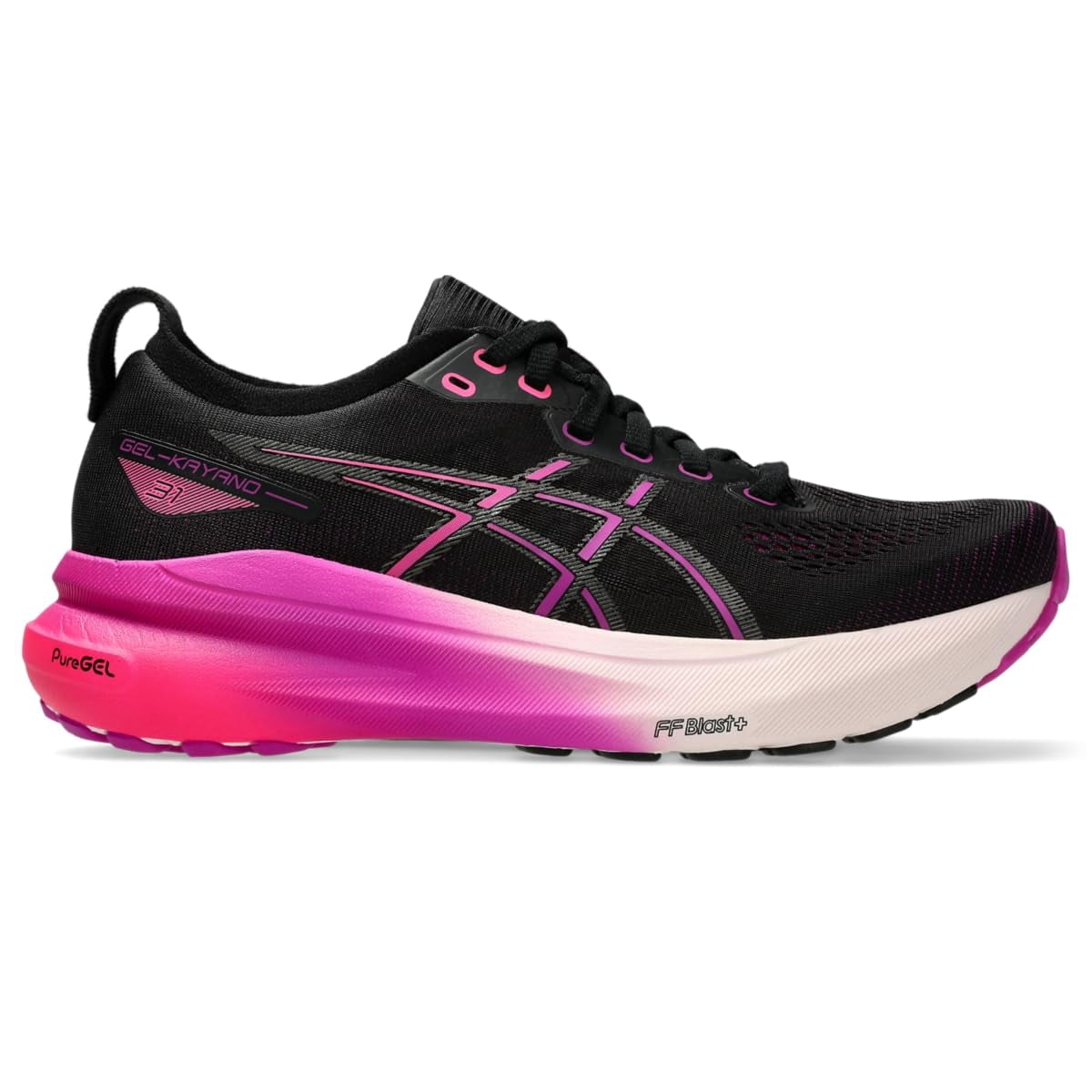 ASICS Women's Gel-Kayano 31 Running Shoes, Black/Bold Magenta, US 6 Medium
